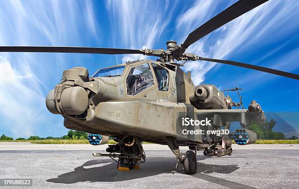 Attack Chopper With Missiles Stock Photo - Download Image Now - Apache Helicopter, Helicopter, Military