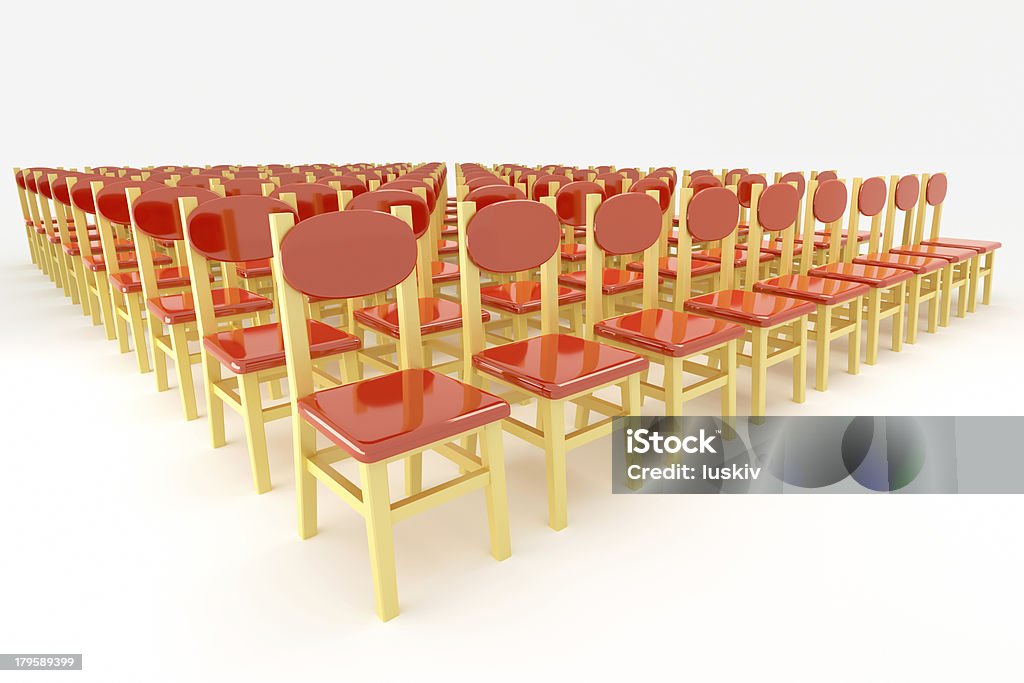 auditorium many red chairs on a white background Adulation Stock Photo
