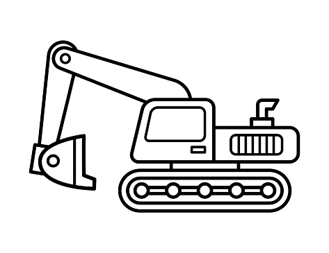 Excavator Coloring Page For Children
