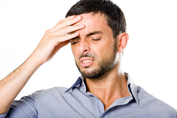 istock Young Man with Beard suffering Headache Isolated on White Background 179591936
