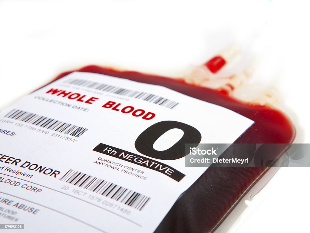 O Negative envasado de bolsa de sangre - Foto de stock de Asistencia sanitaria y medicina libre de derechos