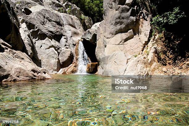 Solenzara Waterfall With A Small Lake Stock Photo - Download Image Now - Corsica, Bavella, Cold Drink