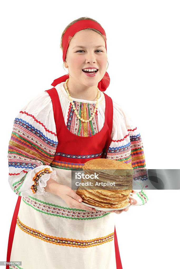 Chica con de panqueques - Foto de stock de Adolescente libre de derechos