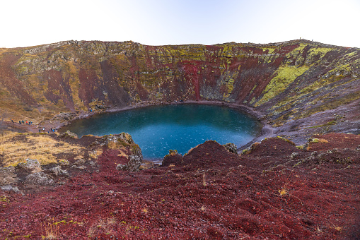 dramatic high angle view of the Kerid Crater, Golden Circle, Iceland