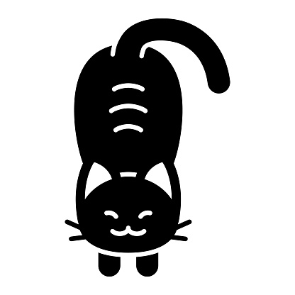 Cat snuggled to floor solid icon, funny animals concept, kitty lie on ground vector sign on white background, glyph style icon mobile concept web design. Vector graphics.