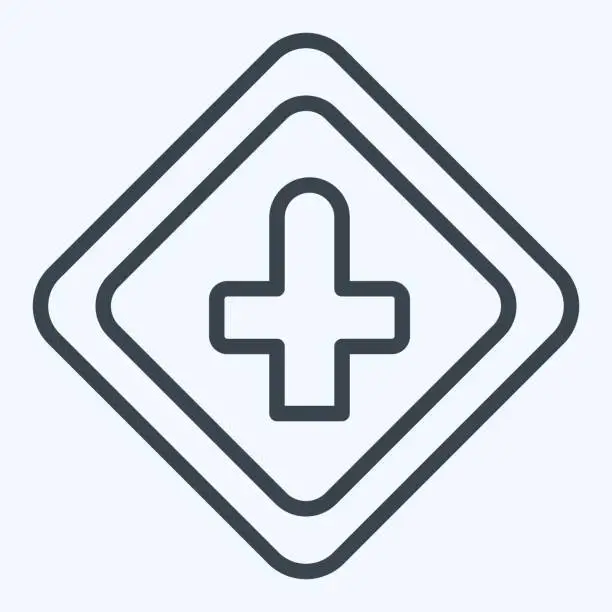 Vector illustration of Icon Cross Roads Ahead. related to Road Sign symbol. line style. simple design editable. simple illustration