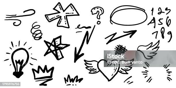 Emphasize Objects Hand Drawn Set Of Doodle Emphasis Elements Stock Illustration ...