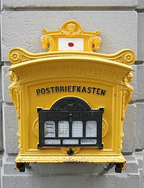 Historic german postbox anno 1896 – seen in Limburg an der Lahn, Germany.