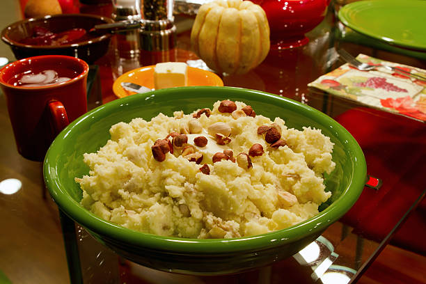 istock Thanksgiving Day Dinner Mashed Potatoes with Hazelnuts and Butte 179600197