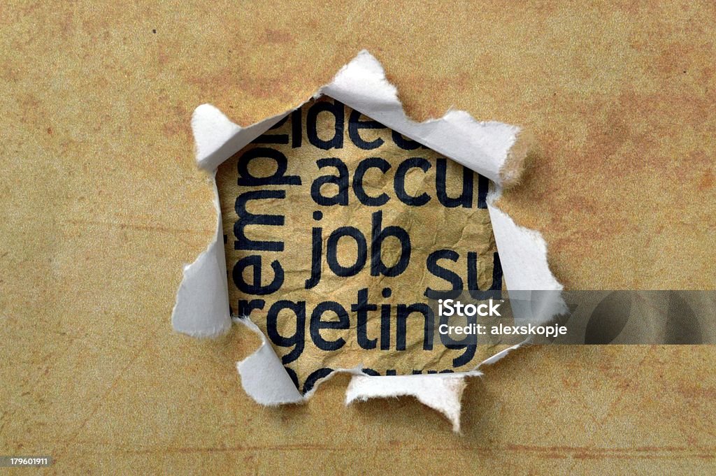 Lavoro testo su carta foro passante - Foto stock royalty-free di Aspirazione