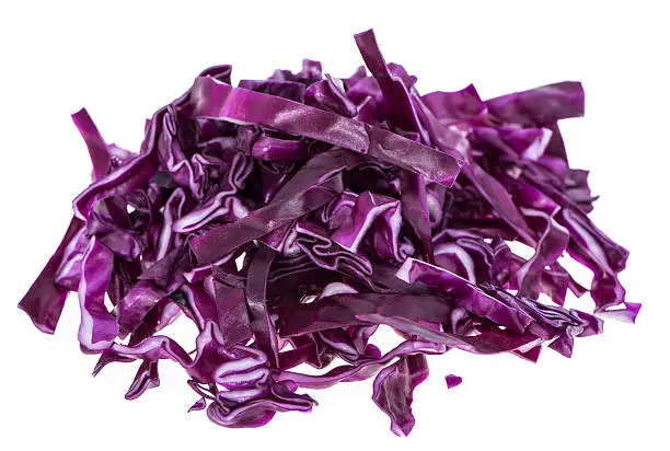 Portion of fresh made Red Coleslaw isolated on white background