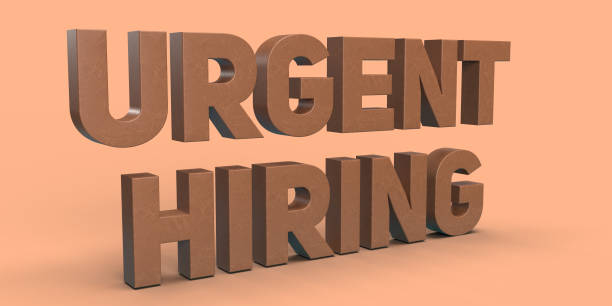 istock Urgent hiring 3d rendering, Open Recruitment Creative Ad. Job Vacancy label Design in 3d render. Hiring design in white background. 1796026313
