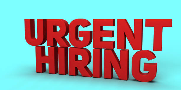 istock Urgent hiring 3d rendering, Open Recruitment Creative Ad. Job Vacancy label Design in 3d render. Hiring design in white background. 1796026328
