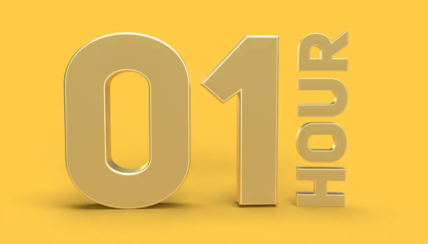 istock 01 Hour 3d rendering in gold materials, High-quality 3d illustration. 1796026836