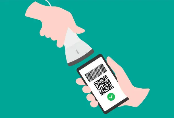 Vector illustration of Contactless Payment. QR Code Payment. Payment with Smartphone.