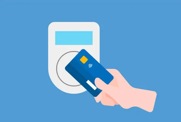 Vector illustration of Contactless Payment. Payment with Credit Card.
