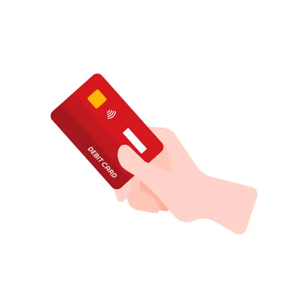 Vector illustration of Hand with Debit Card.