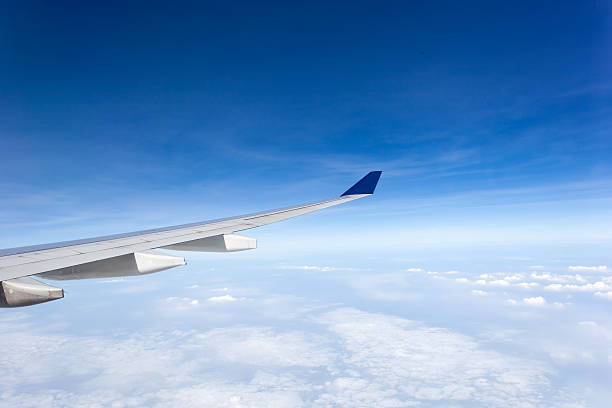 istock Wing of airplane  in the sky 179605016
