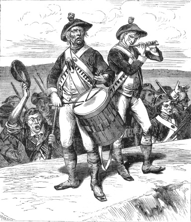 Continental Drummer for the Revolutionary war.  Engraving c. 1890's  From unknown newspaper clipping.