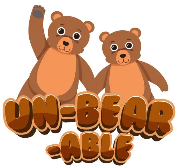 Vector illustration of Un-Bear-Able: A Funny Cartoon Pun Picture