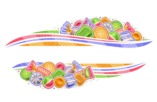 ilustrações de stock, clip art, desenhos animados e ícones de vector border for candy store - gum drop copy space sweet food gelatin dessert