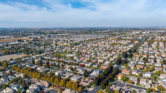 Bird's Eye View over a suburban community in Northern Califronia