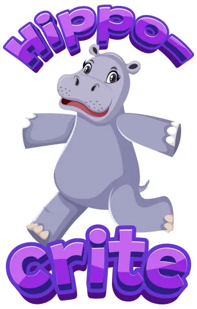 Vector illustration of Hippo-crite: A Funny Animal Cartoon Picture Pun