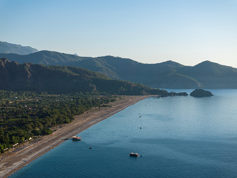 Aerial view of Cirali and Olympos in Antalya, Turkey.  Taken via drone.