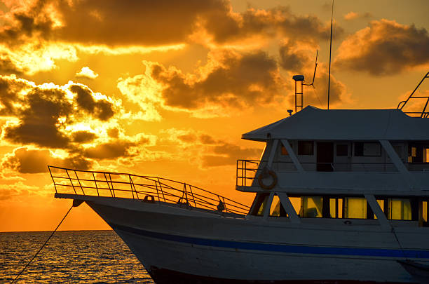 Beautiful orange sunrise over Caribbean Sea in San Andres, Colombia