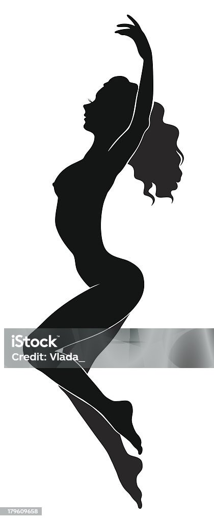 Silueta de chica - arte vectorial de Acurrucado libre de derechos