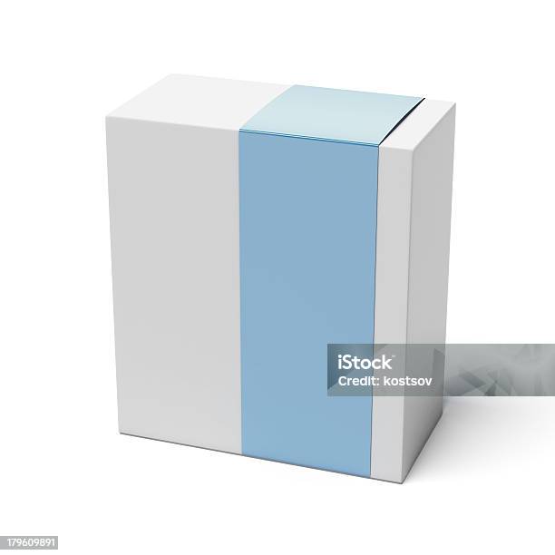 Пустая Коробка С Синяя Крышка — стоковые фотографии и другие картинки Способ упаковки - Способ упаковки, Без людей, Квадратный