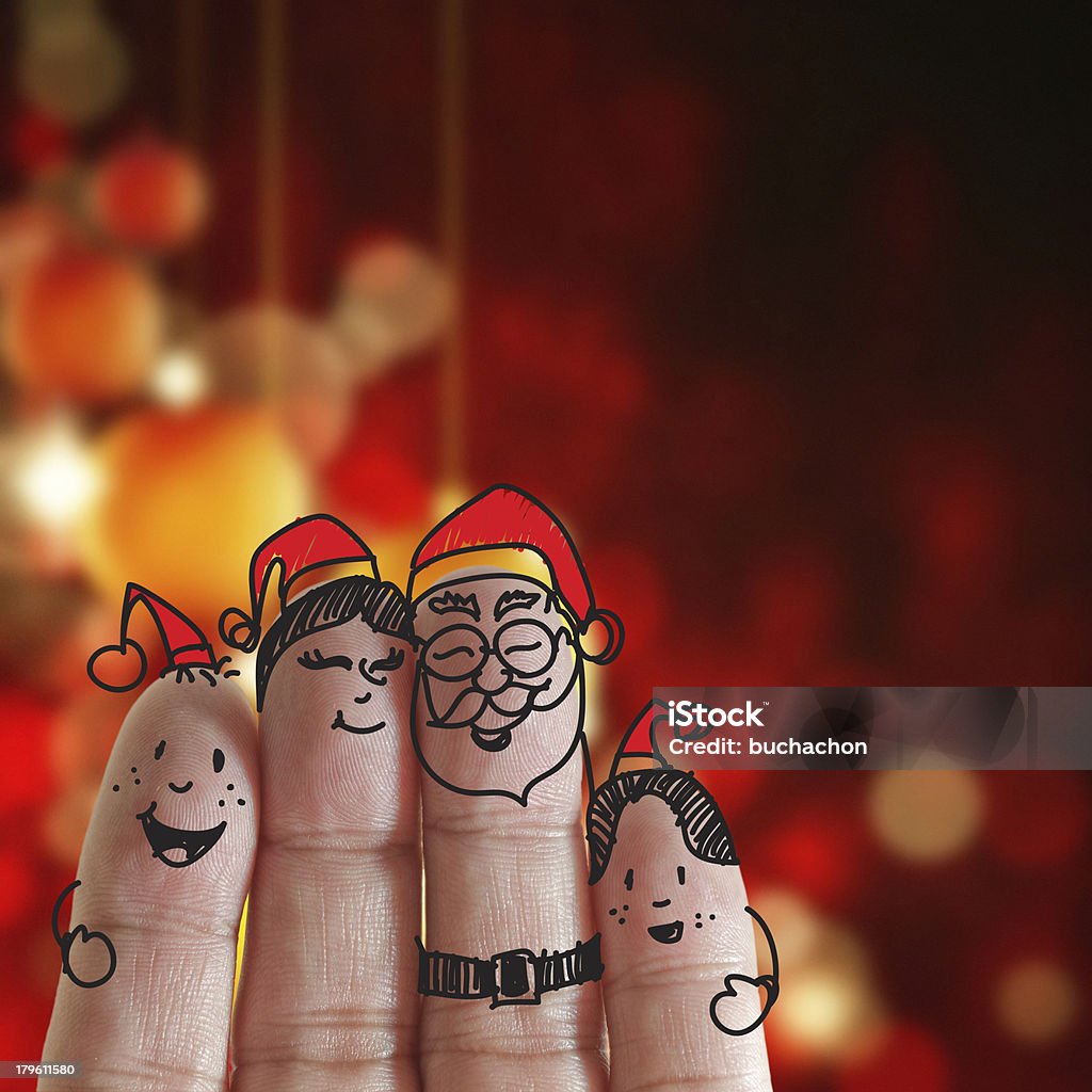 Finger-Familie und Weihnachten - Lizenzfrei Dekoration Stock-Foto