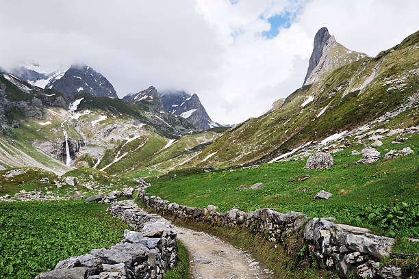 Trail of "Lac des Vaches" The path that leads to Lac des Vaches - France courchevel stock pictures, royalty-free photos & images