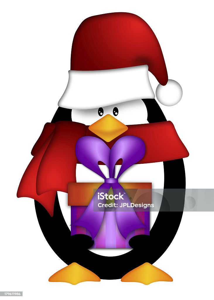 Пингвин в Санта шляпа с настоящей клипарт - Стоковые фото Вертикальный роялти-фри