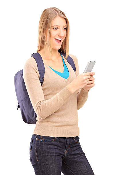 istock Excited female holding mobile phone 179615039