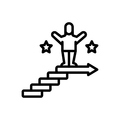 Icon for approach, reaching, standpoint, successful, progress, ladder, reach, success, achievement, arrival, victory