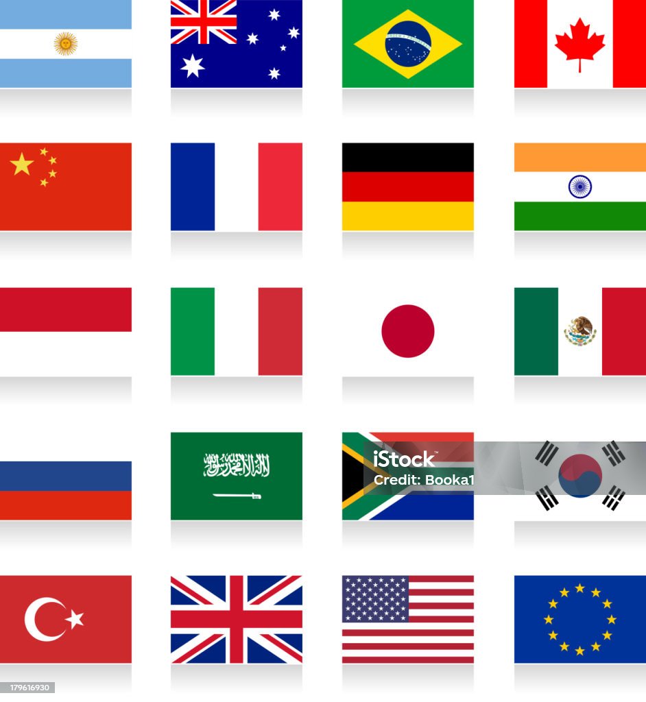 G - 20 grupo. Coleção de Bandeira - Royalty-free Grupo dos 20 arte vetorial