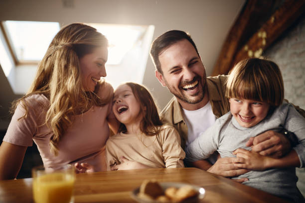 istock Cheerful family having fun together at home. 1796173957