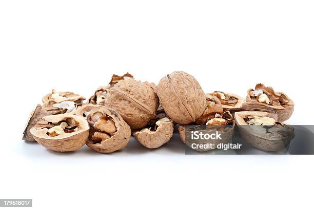 Cracked And Whole Walnuts Stock Photo - Download Image Now - Brown, Cracked, Cut Out