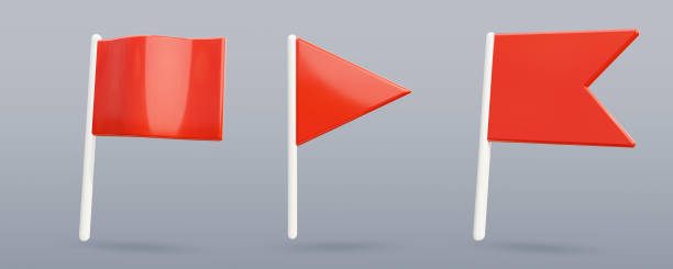 istock Red flags collection 3D icons. Warning sign. Red flag 3D rendering. 1796192739