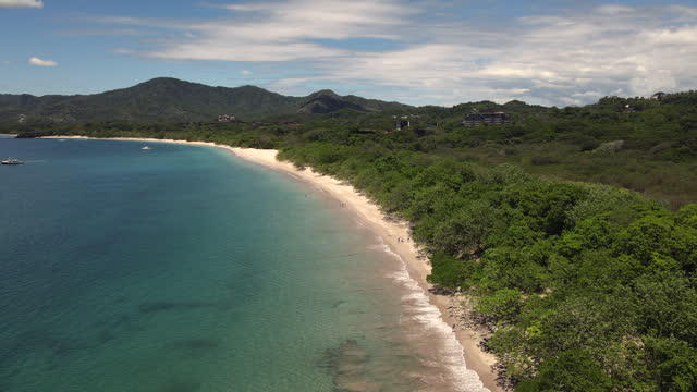 High angle drone shot, tropical beach, Caribbean Sea