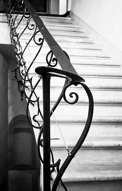 istock Staircase Victorian Style. Black and White 179620612