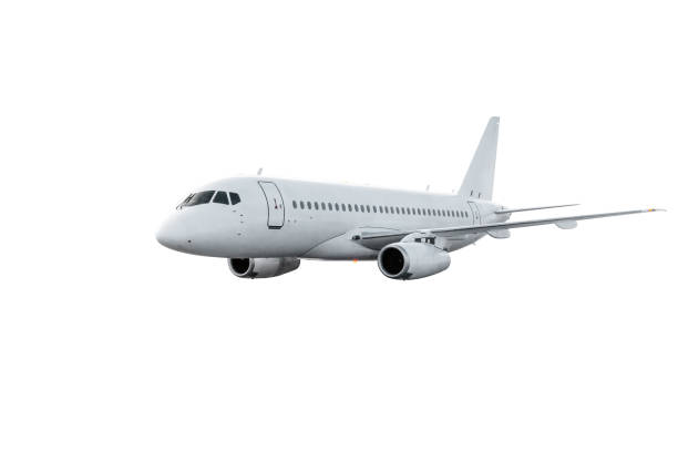 istock Passenger jet plane flies isolated on white background 1796224680