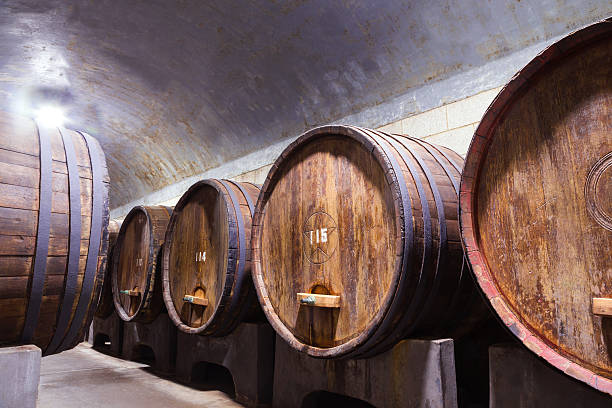 istock Underground Wine Cellar with wooden barrels 179622605