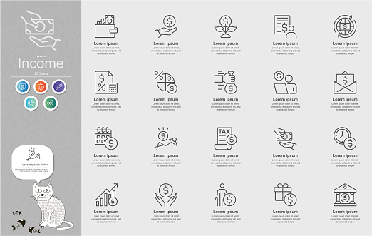 Income Line Icons Content Infographic