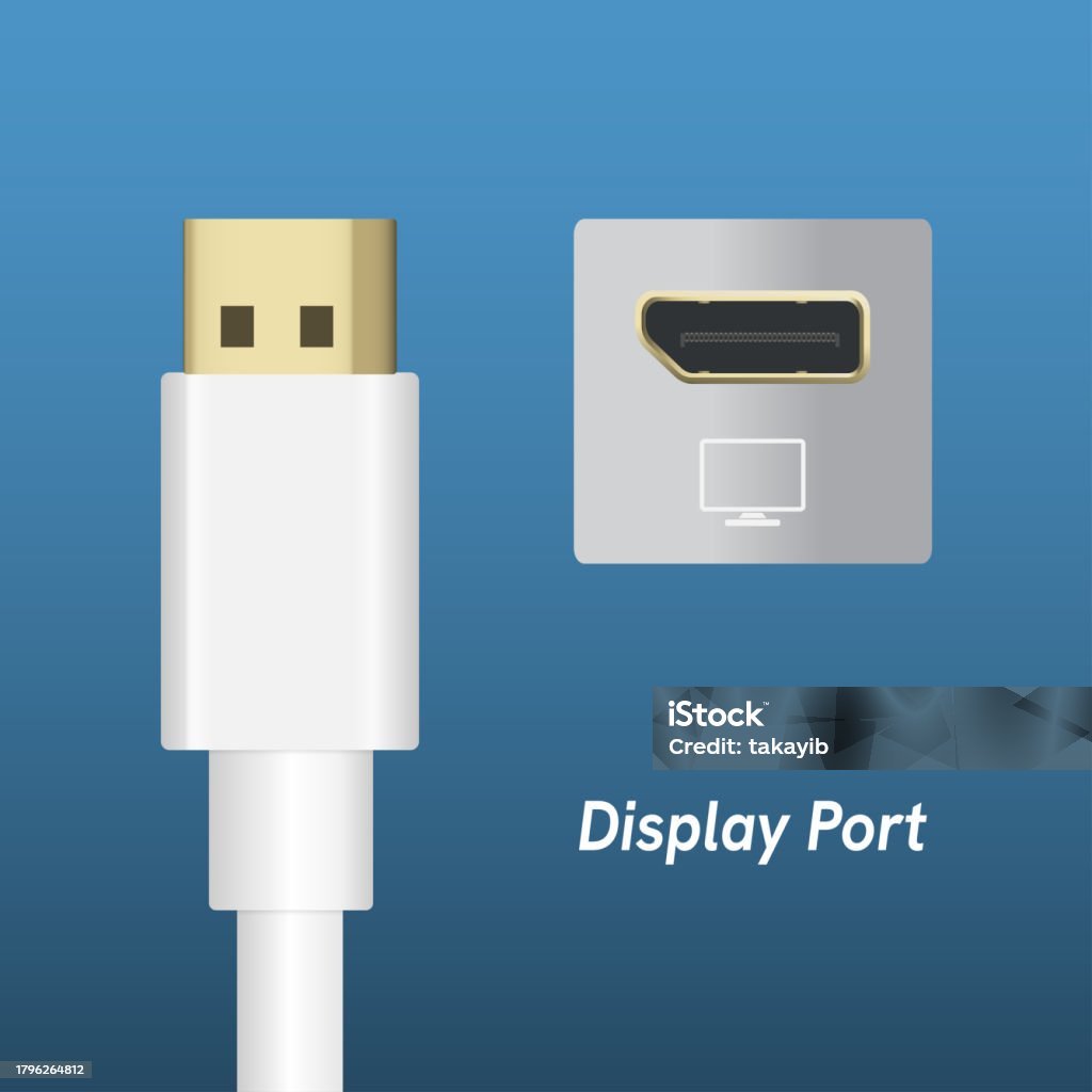 Displayport Connection Image White Color Displayport Connection Cable Digital Video Port Standard ...