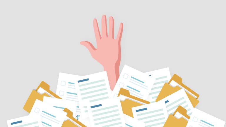 Overwhelmed Employee with need help with many documents and too much work. Overload Worker asking Help.