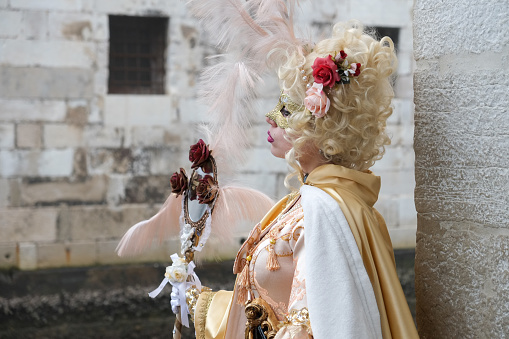 typical venetian masks of gold color