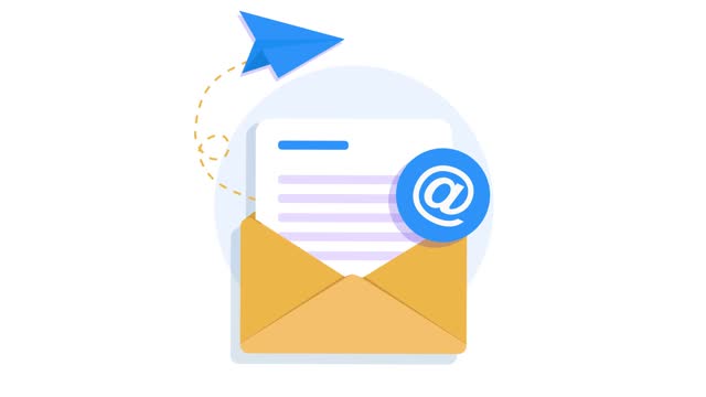 Open Envelope with Newsletter Sending Email in Paper Plane as an Electronic Mail Animation on white background