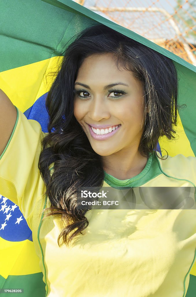 Ventilador de fútbol fútbol de Brasil. - Foto de stock de Aficionado libre de derechos